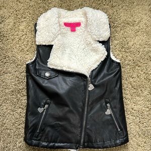 Betsy Johnson Black Faux Leather Moto Vest Size Small